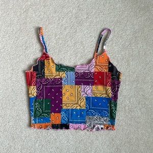 multicolored patchwork crop top